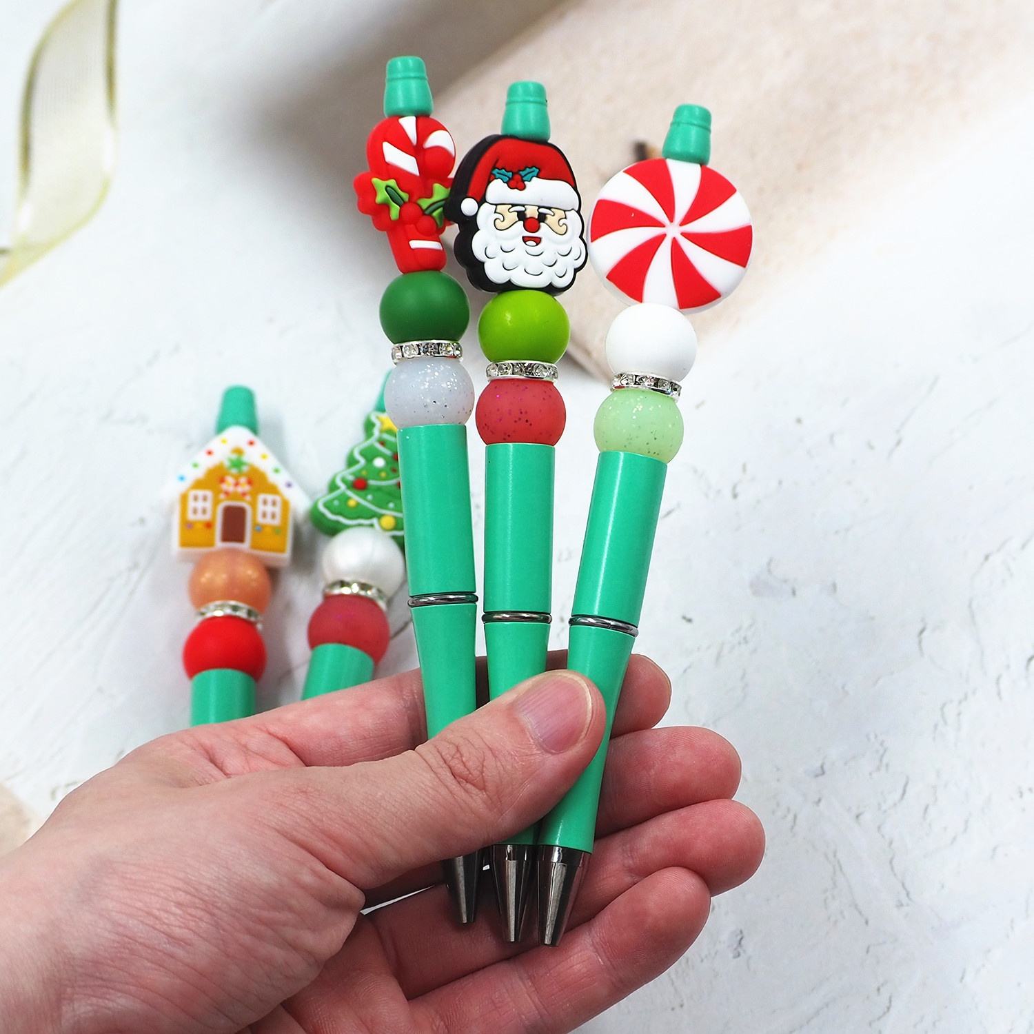 Beaded Pen Set Creative School Office Writing Stationery Christmas Beadable Pens