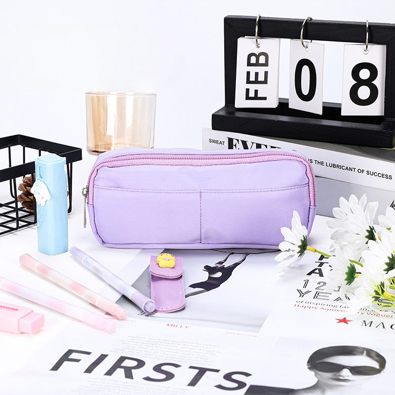 New Simple Solid Color 3D Pencil Bag Large Opening Stationery Storage Pencil Case for School