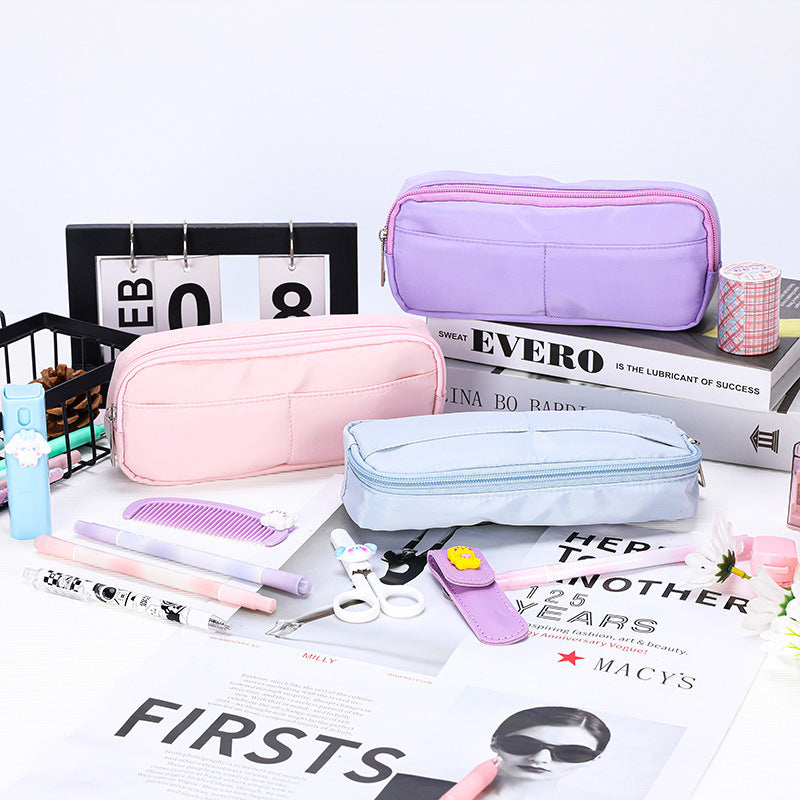 New Simple Solid Color 3D Pencil Bag Large Opening Stationery Storage Pencil Case for School