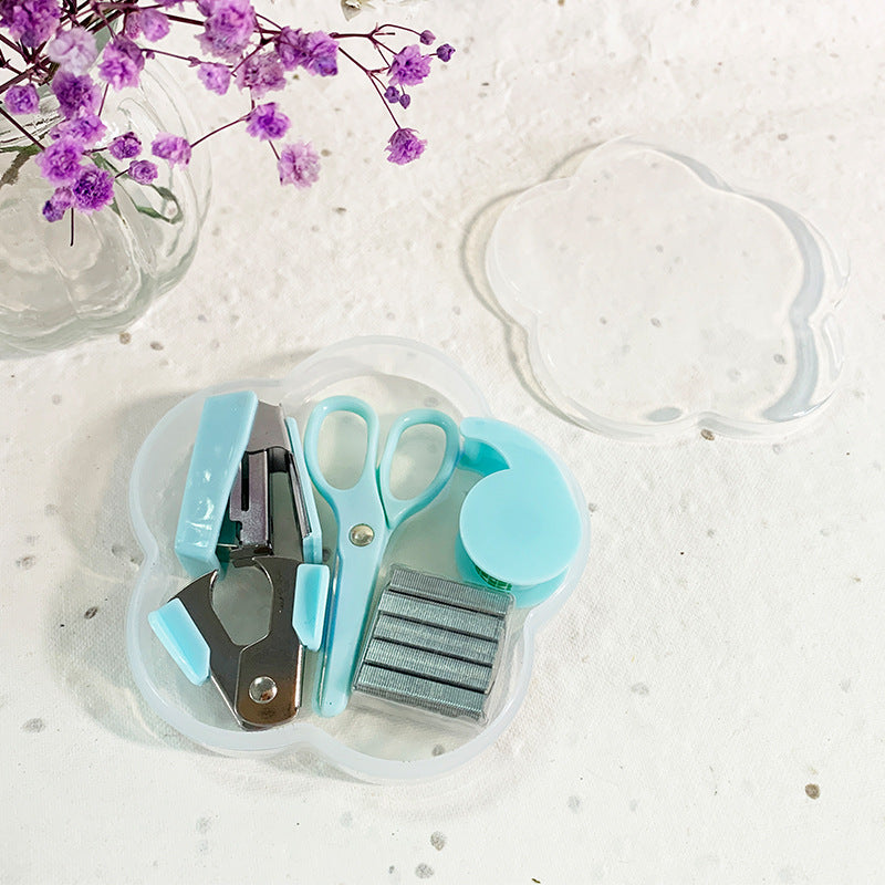 Cute Portable Mini Stationery Kit Flower Shape Case School Office Supply Gift Set for Kids