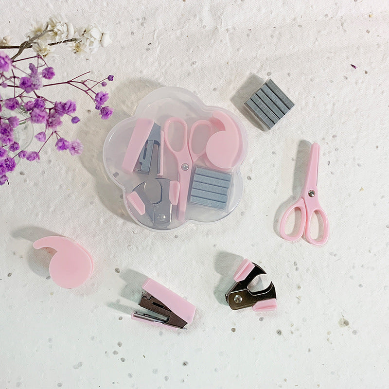 Cute Portable Mini Stationery Kit Flower Shape Case School Office Supply Gift Set for Kids