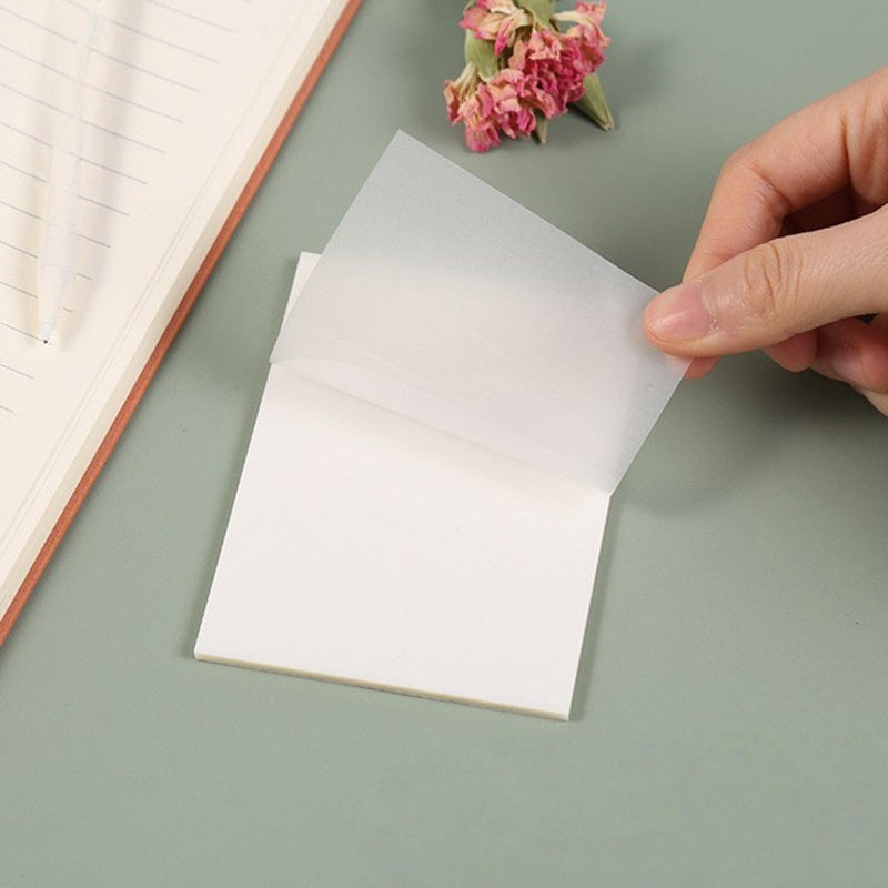 50 Sheets Transparent Sticky Notes Waterproof Memo Pad for Journal School Office Stationery