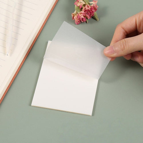 50 Sheets Transparent Sticky Notes Waterproof Memo Pad for Journal School Office Stationery