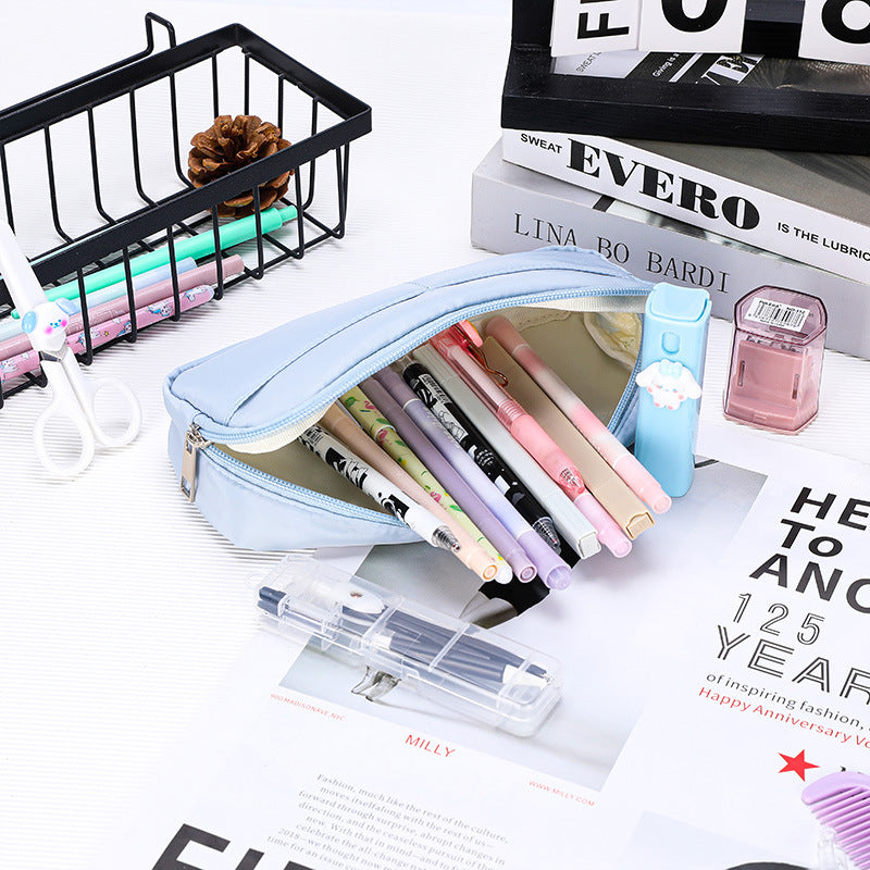 New Simple Solid Color 3D Pencil Bag Large Opening Stationery Storage Pencil Case for School