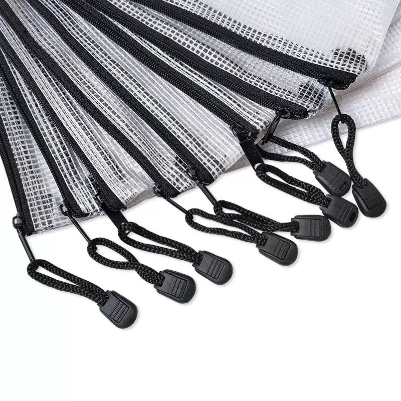 Multipurpose Reusable Plastic File Folder Moisture-Proof Mesh Zipper Pouch Student Test Paper Organizer
