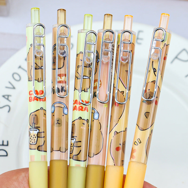 Capybara Kawaii Cartoon Gel Pen Black Ink Student Stationery School Office Supplies Kids Gift