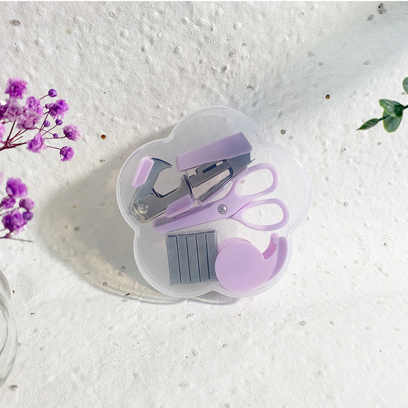 Cute Portable Mini Stationery Kit Flower Shape Case School Office Supply Gift Set for Kids